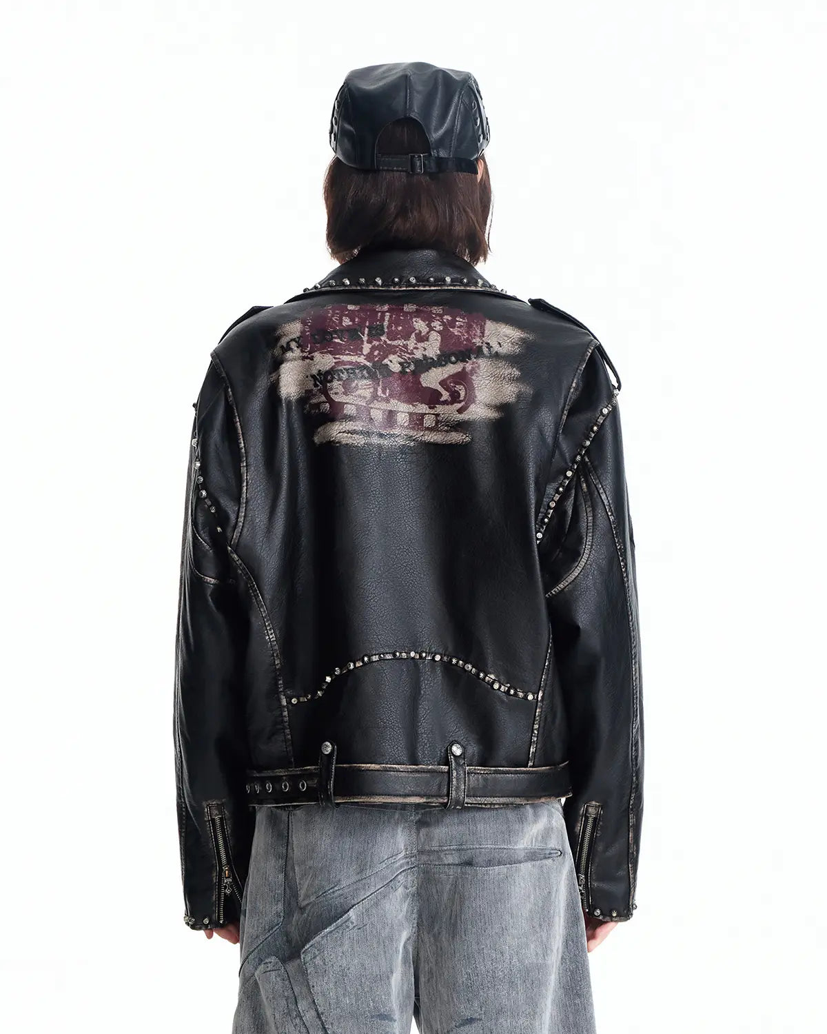 EMO Wash Studded Faux-Leather Jacket