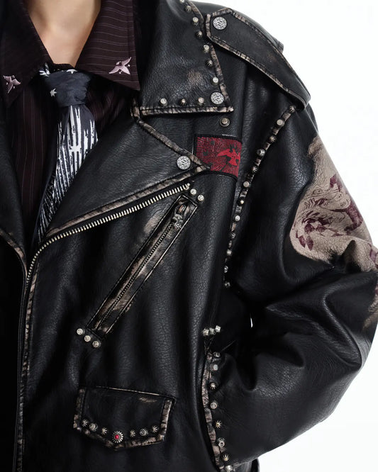 EMO Wash Studded Faux-Leather Jacket