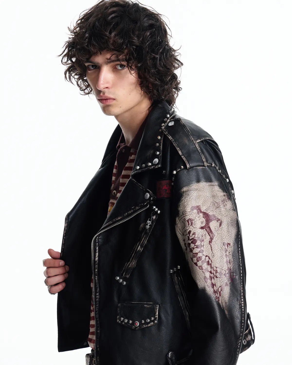 EMO Wash Studded Faux-Leather Jacket