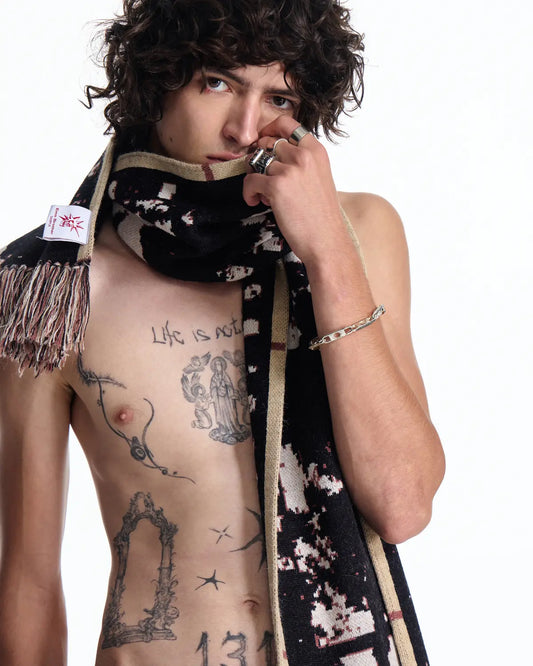 EMO Brushed Knit Film Strip Scarf