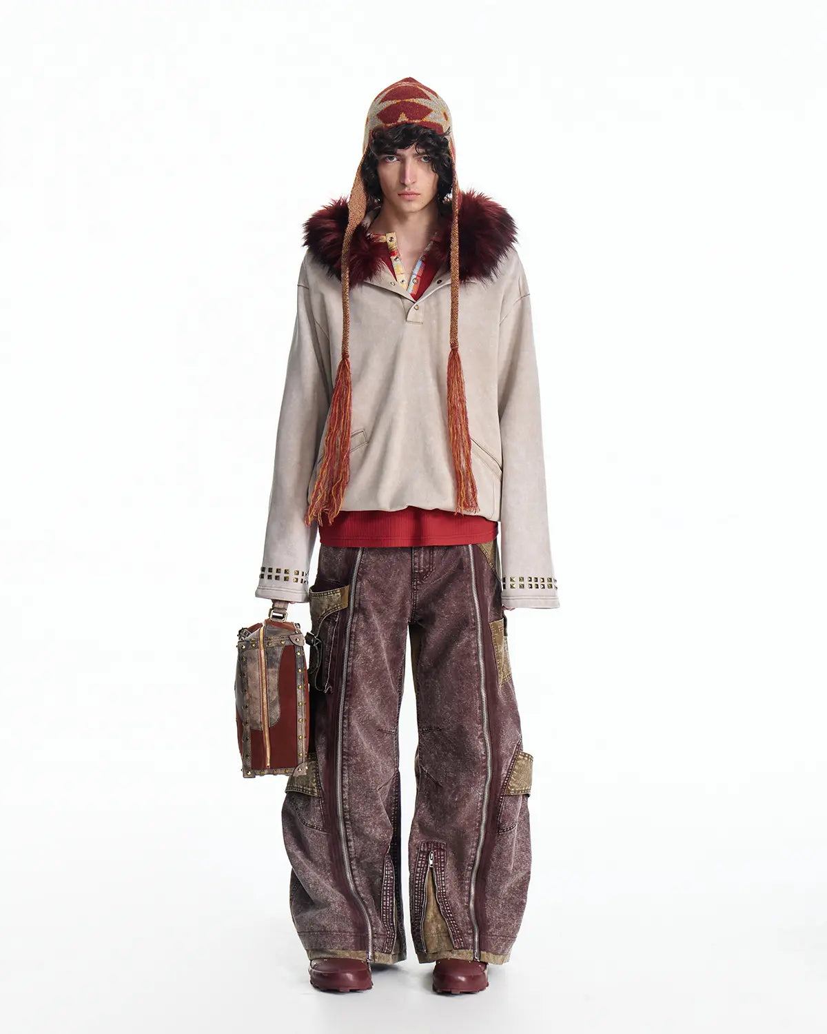 EMO Vintage Faux Fur Collar Hoodie