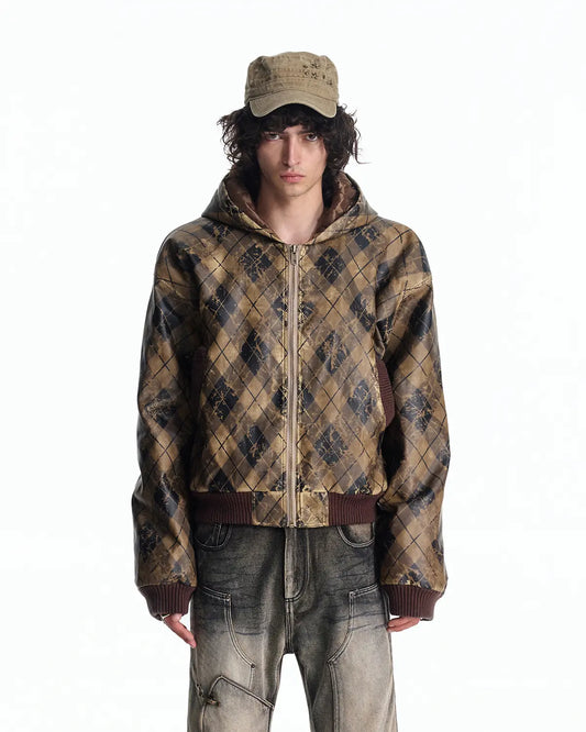 EMO Retro Grid Print Sweat Jacket
