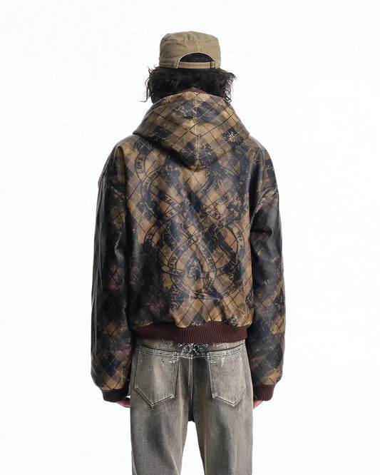 EMO Retro Grid Print Sweat Jacket