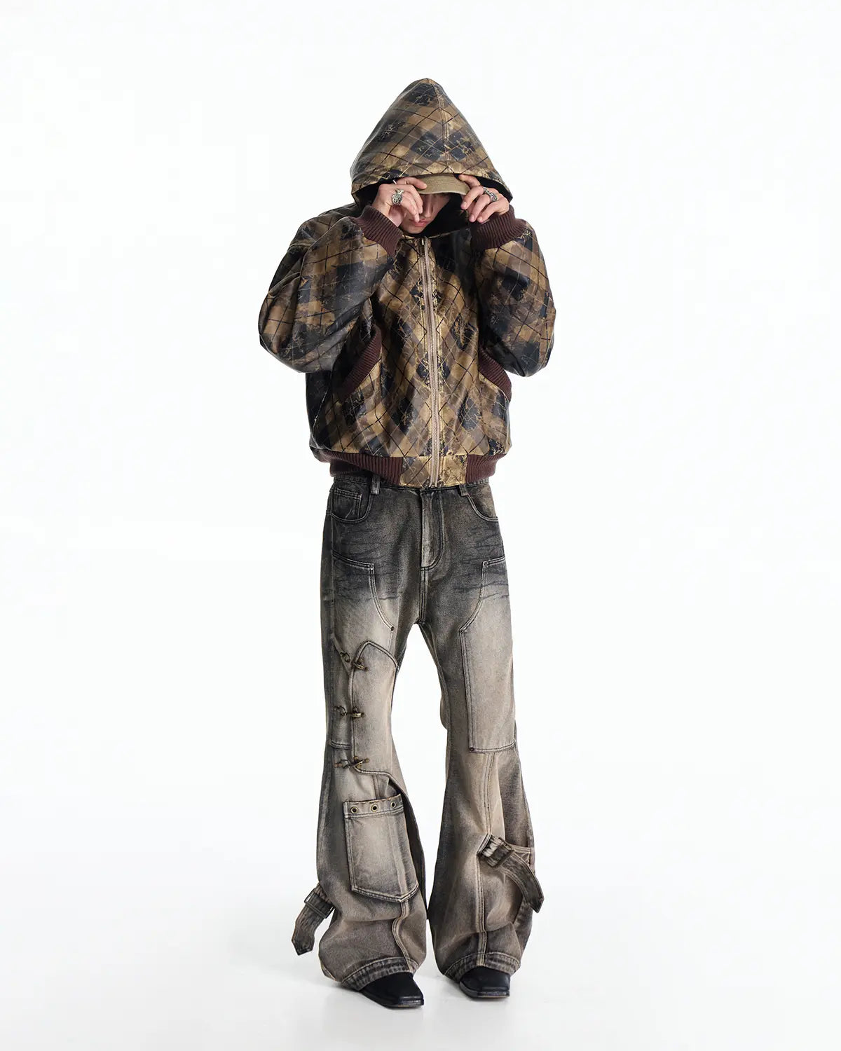 EMO Retro Grid Print Sweat Jacket