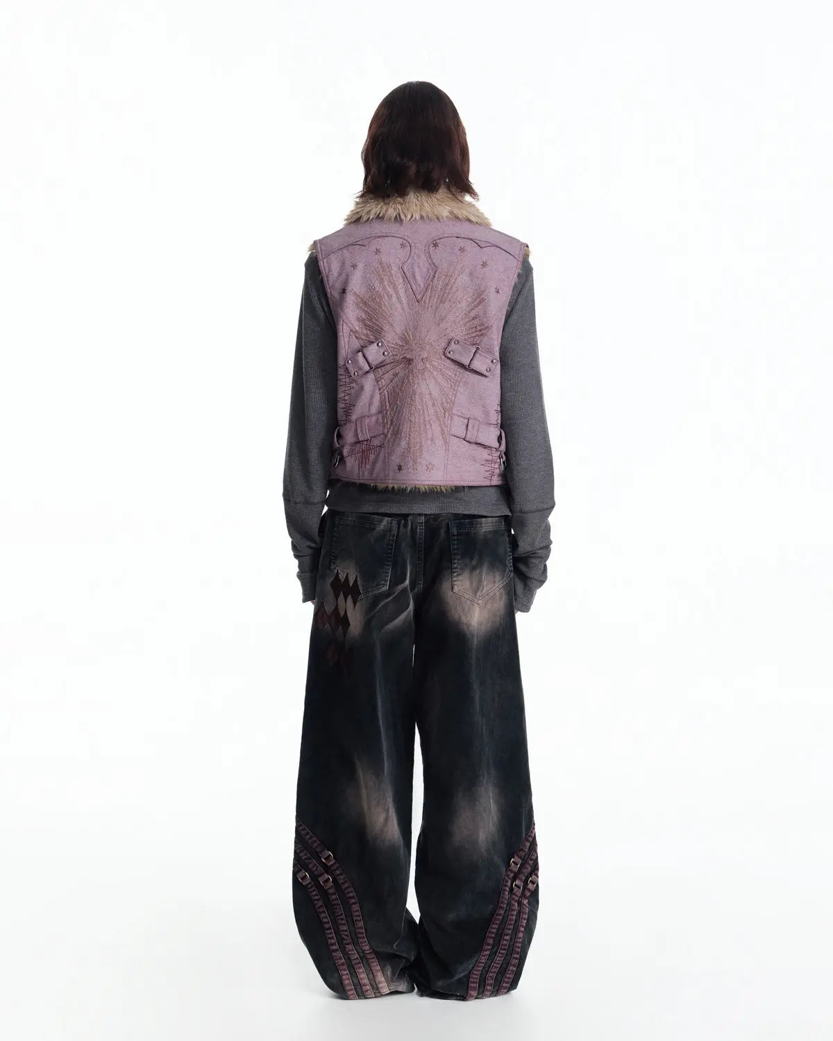 EMO Embroidered Cropped Faux-Leather
