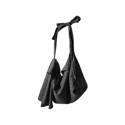 RELABEL Plaid Wool-Blended Knot Handle Hobo Bag