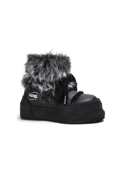 Black Short Insulated Snow Boots