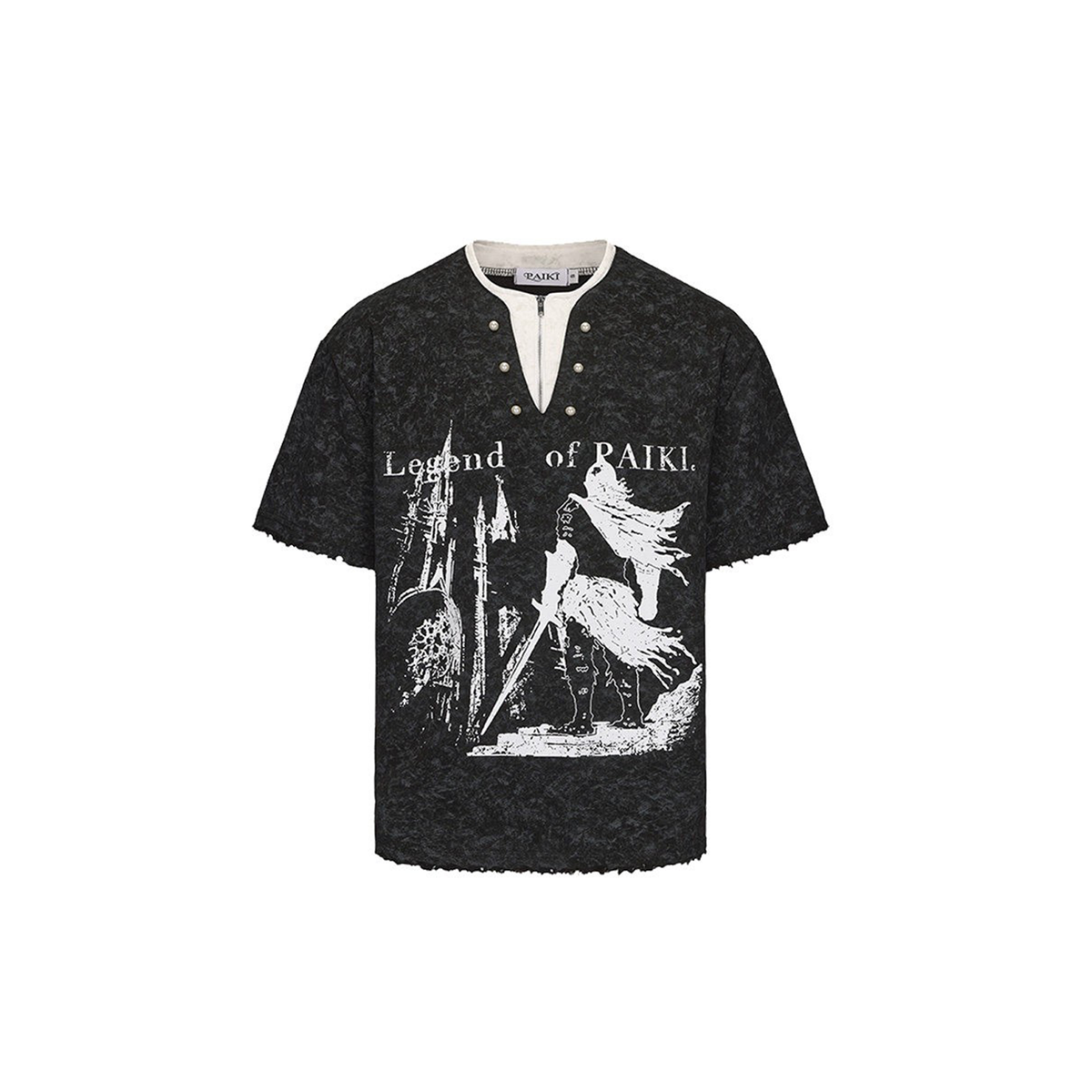 PAIKI Castle Graphic Henley Layered Tee