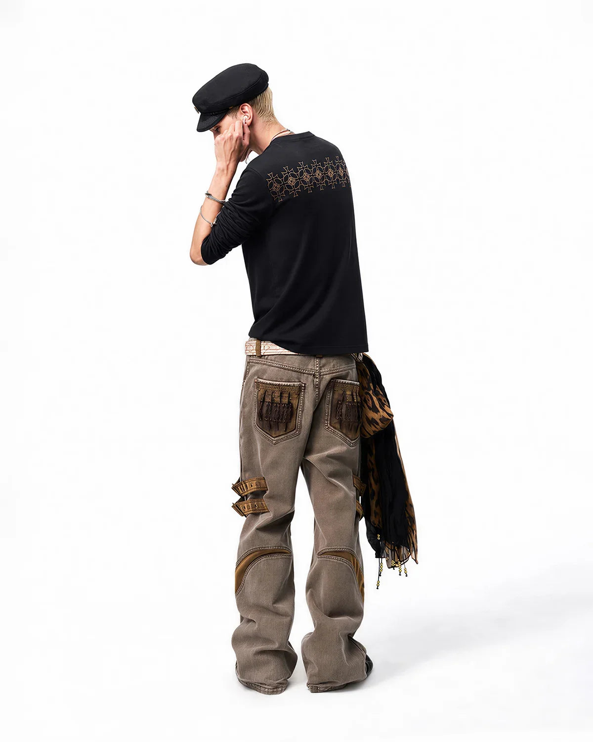 EMO Textured Half-Zip Graphic T-Shirt