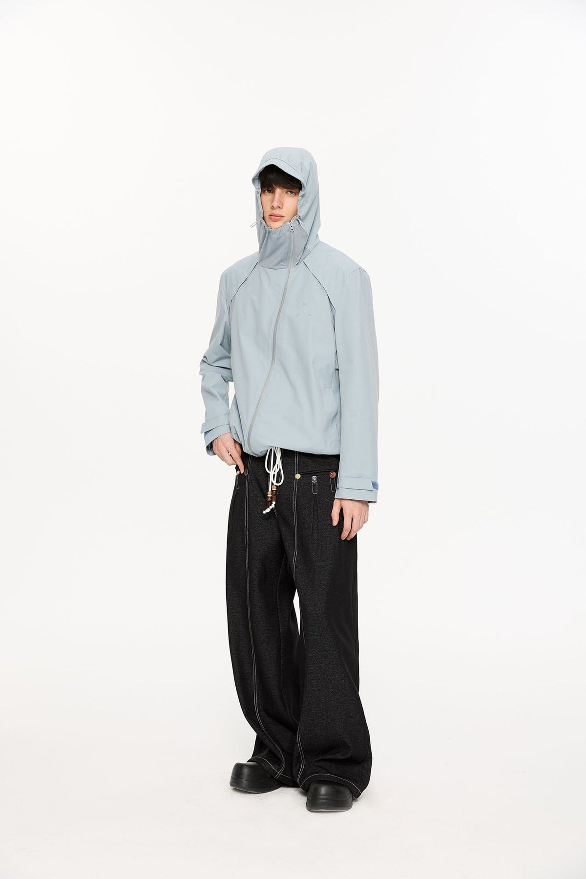 KREATE Asymmetric-Zip Teflon Hooded Jacket