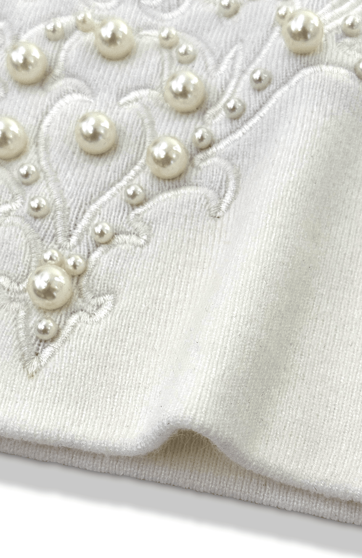 TECNINEGROUP Pearl Heart Embroidered Knit Beanie