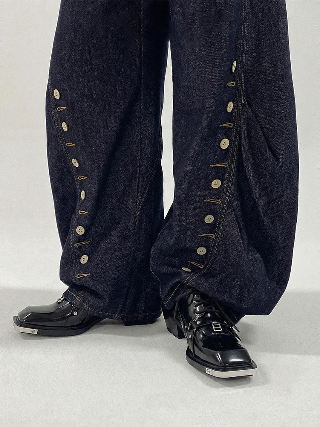Black Unique Style Square-Toe Derby Shoes