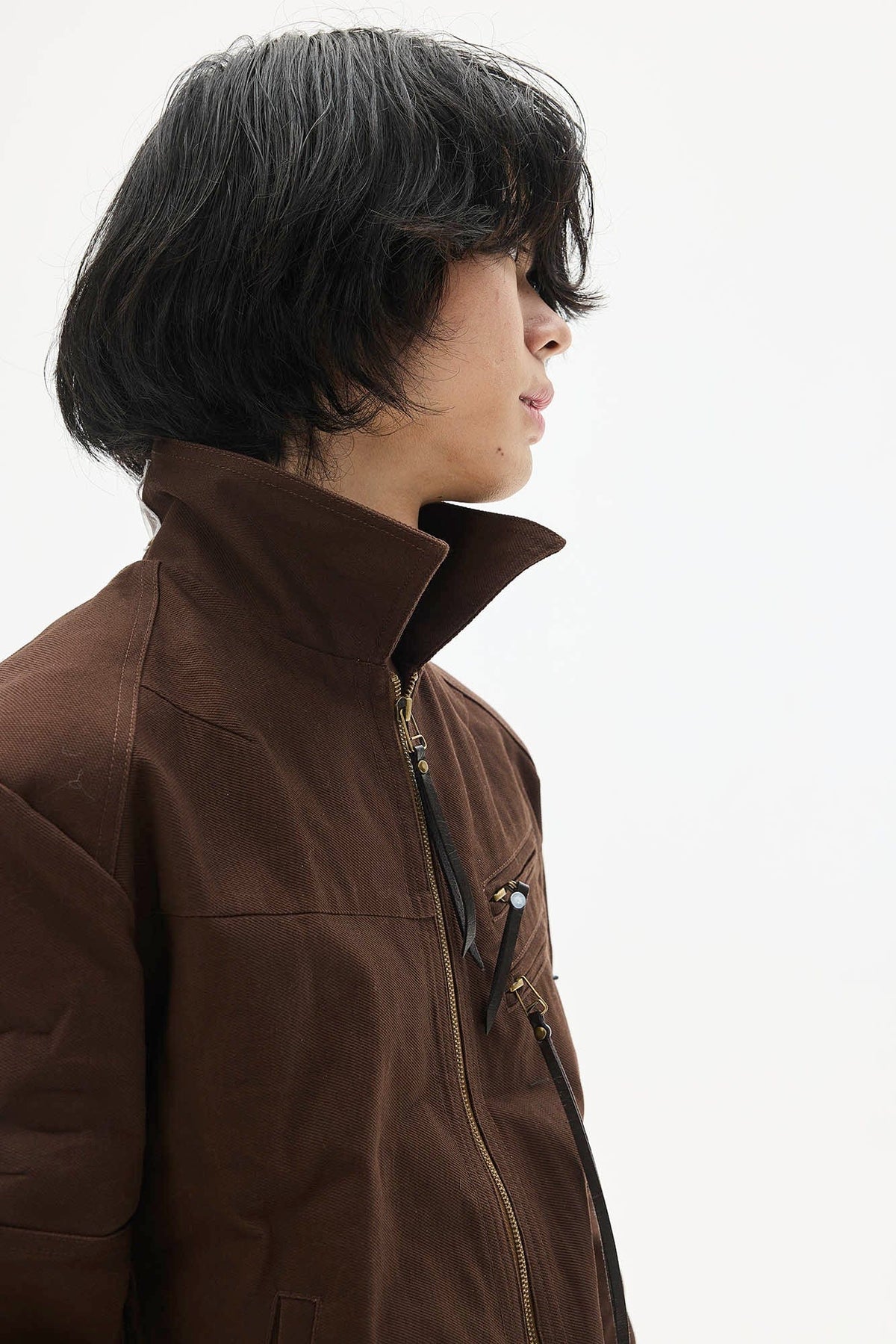 WHISTLEHUNTER Spliced Fringe-Zip Cinched-Waist Jacket