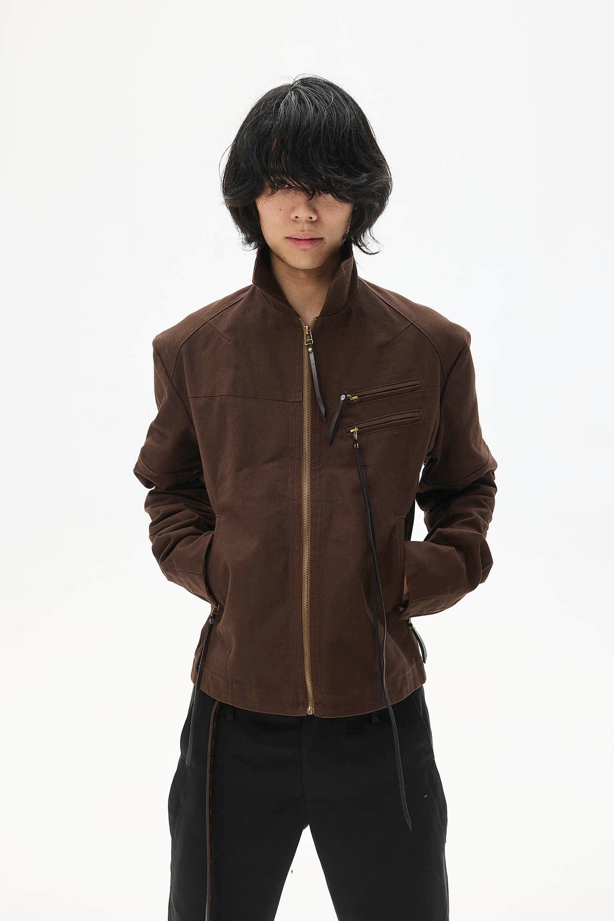 WHISTLEHUNTER Spliced Fringe-Zip Cinched-Waist Jacket