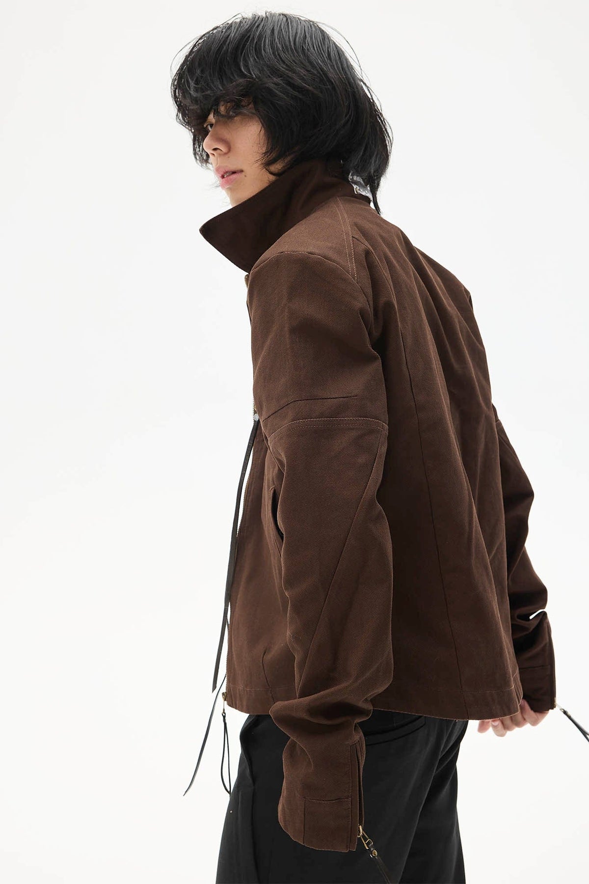 WHISTLEHUNTER Spliced Fringe-Zip Cinched-Waist Jacket