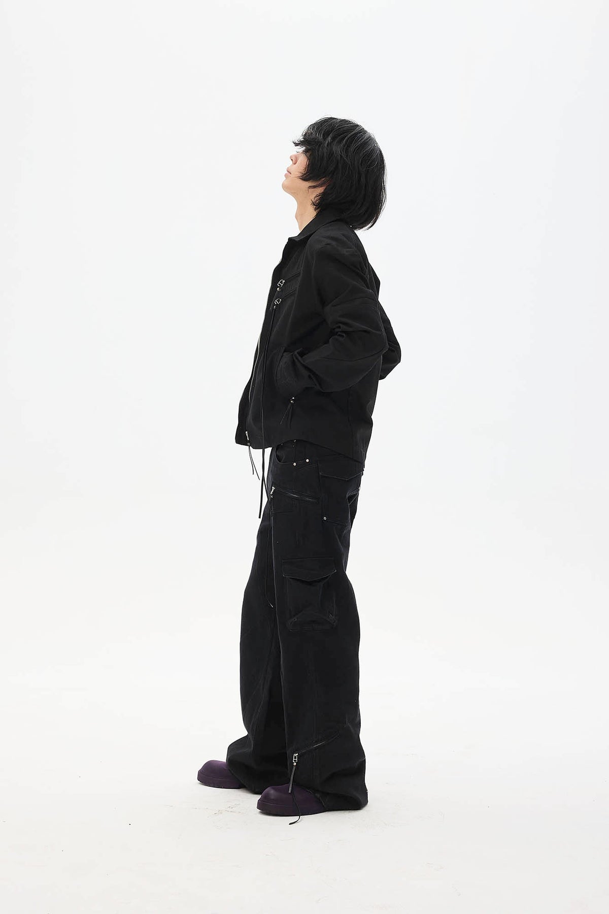 WHISTLEHUNTER Spliced Fringe-Zip Cinched-Waist Jacket