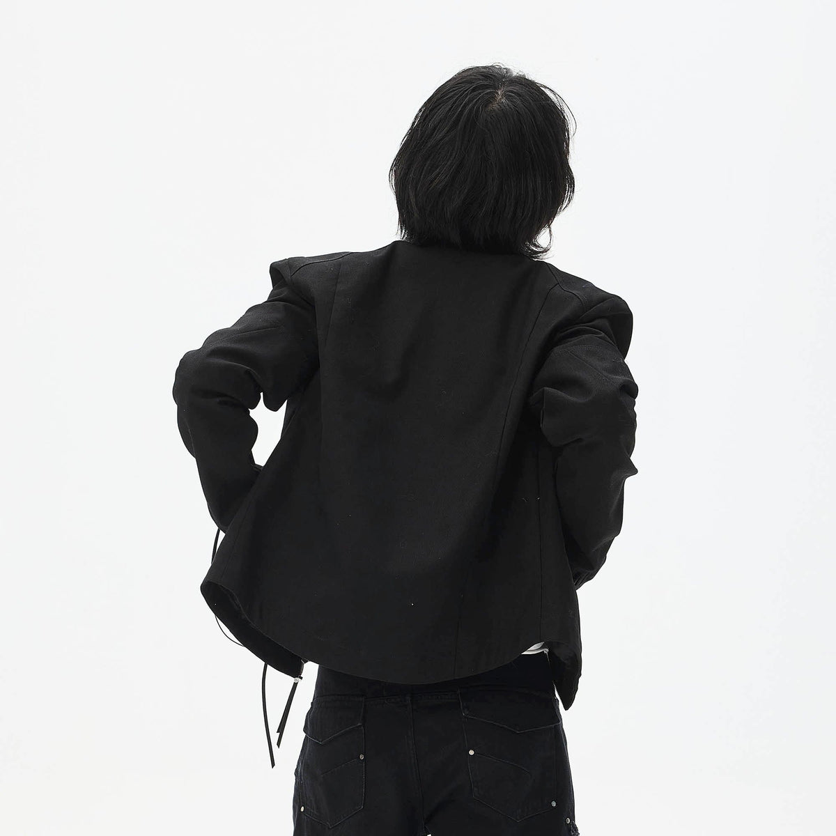 WHISTLEHUNTER Spliced Fringe-Zip Cinched-Waist Jacket