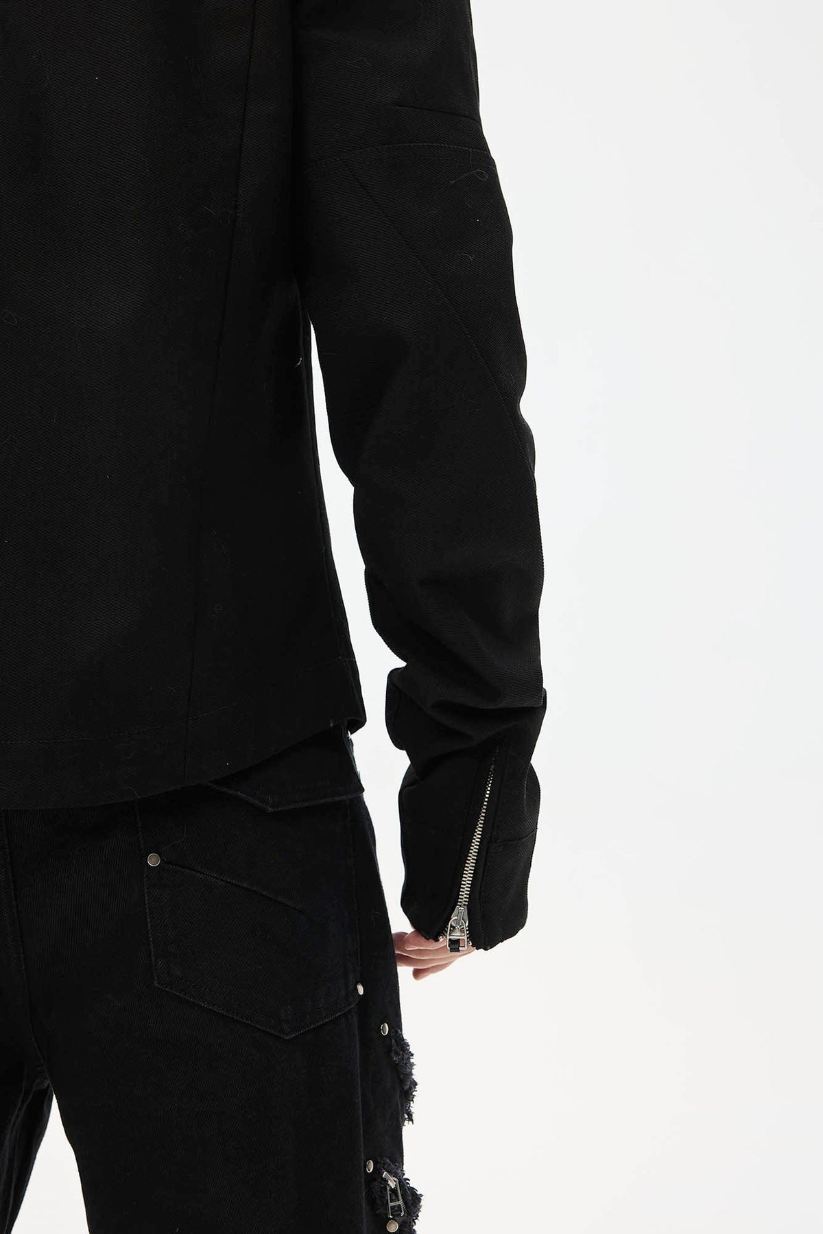 WHISTLEHUNTER Spliced Fringe-Zip Cinched-Waist Jacket