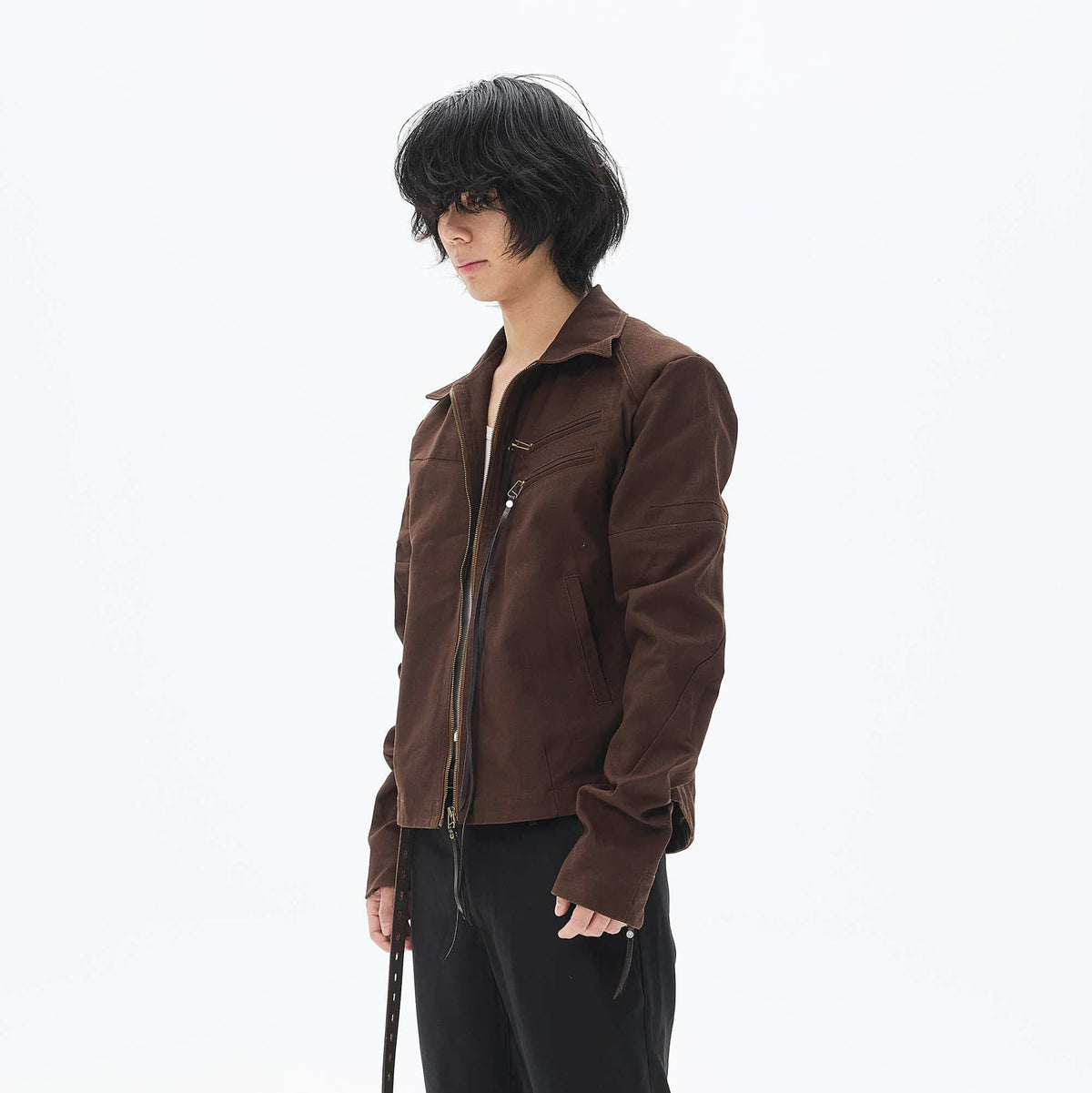WHISTLEHUNTER Spliced Fringe-Zip Cinched-Waist Jacket