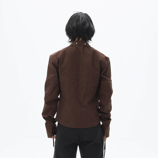 WHISTLEHUNTER Spliced Fringe-Zip Cinched-Waist Jacket