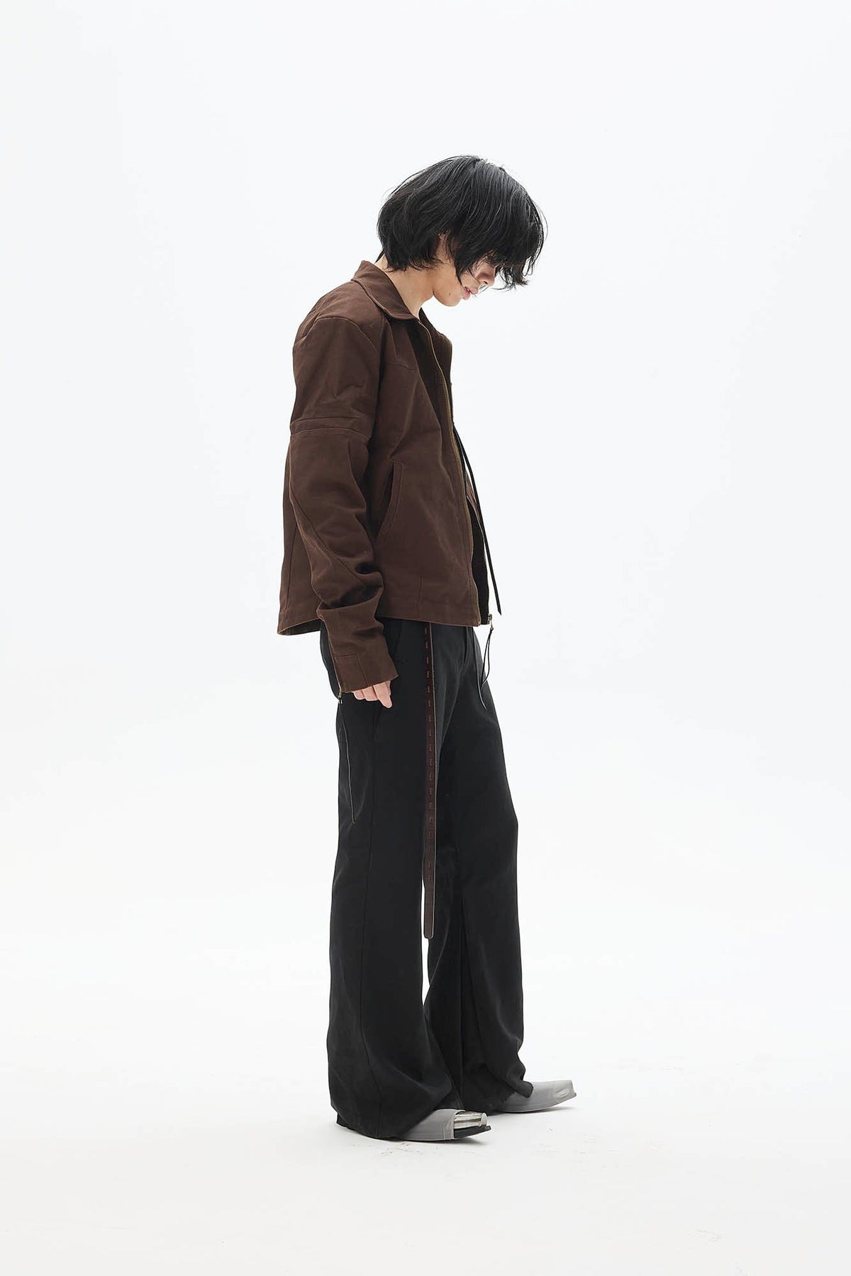 WHISTLEHUNTER Spliced Fringe-Zip Cinched-Waist Jacket