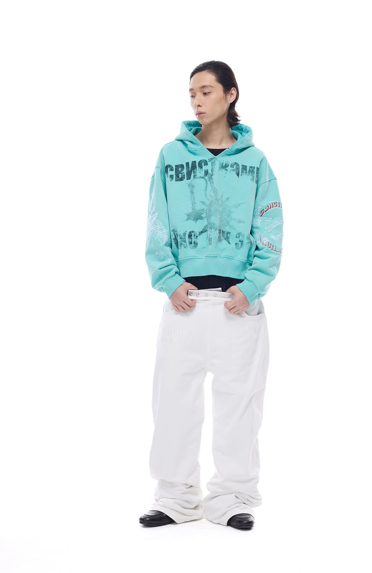 WHISTLEHUNTER Washed Graphic Embroidered Hoodie