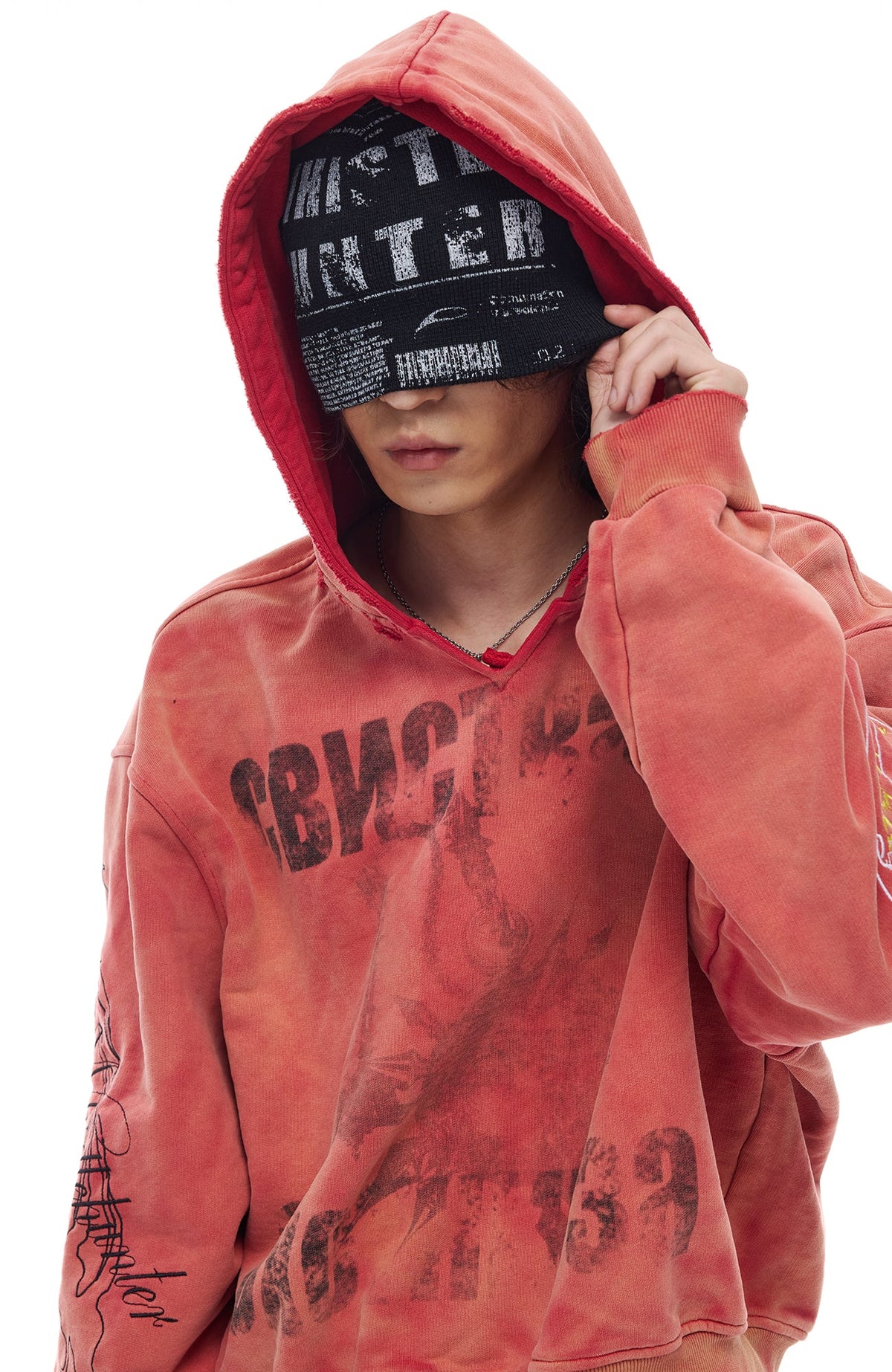 WHISTLEHUNTER Washed Graphic Embroidered Hoodie