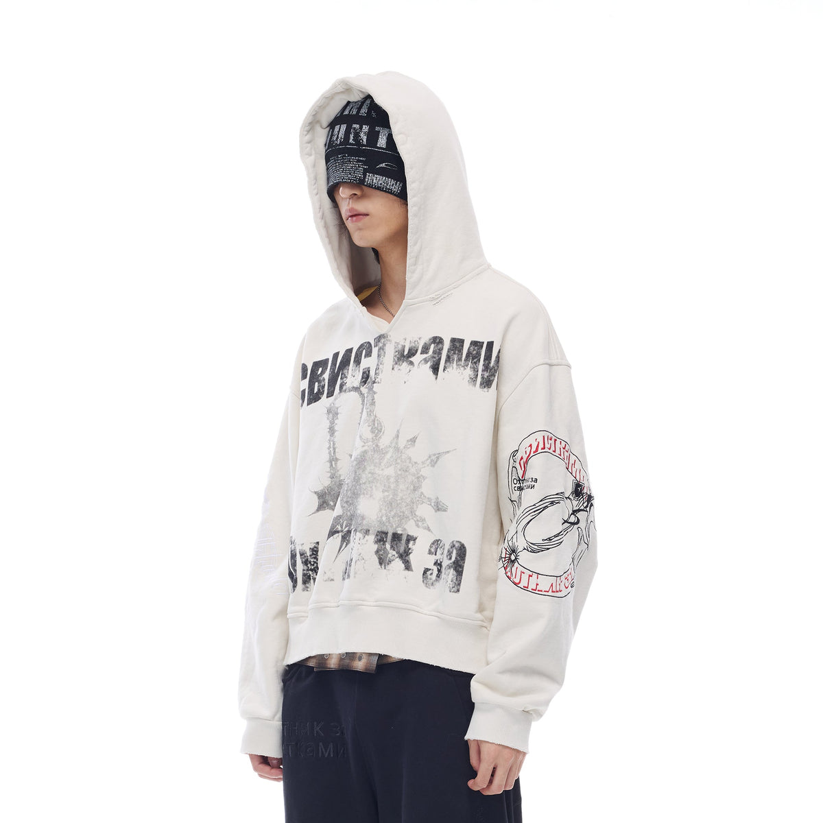 WHISTLEHUNTER Washed Graphic Embroidered Hoodie