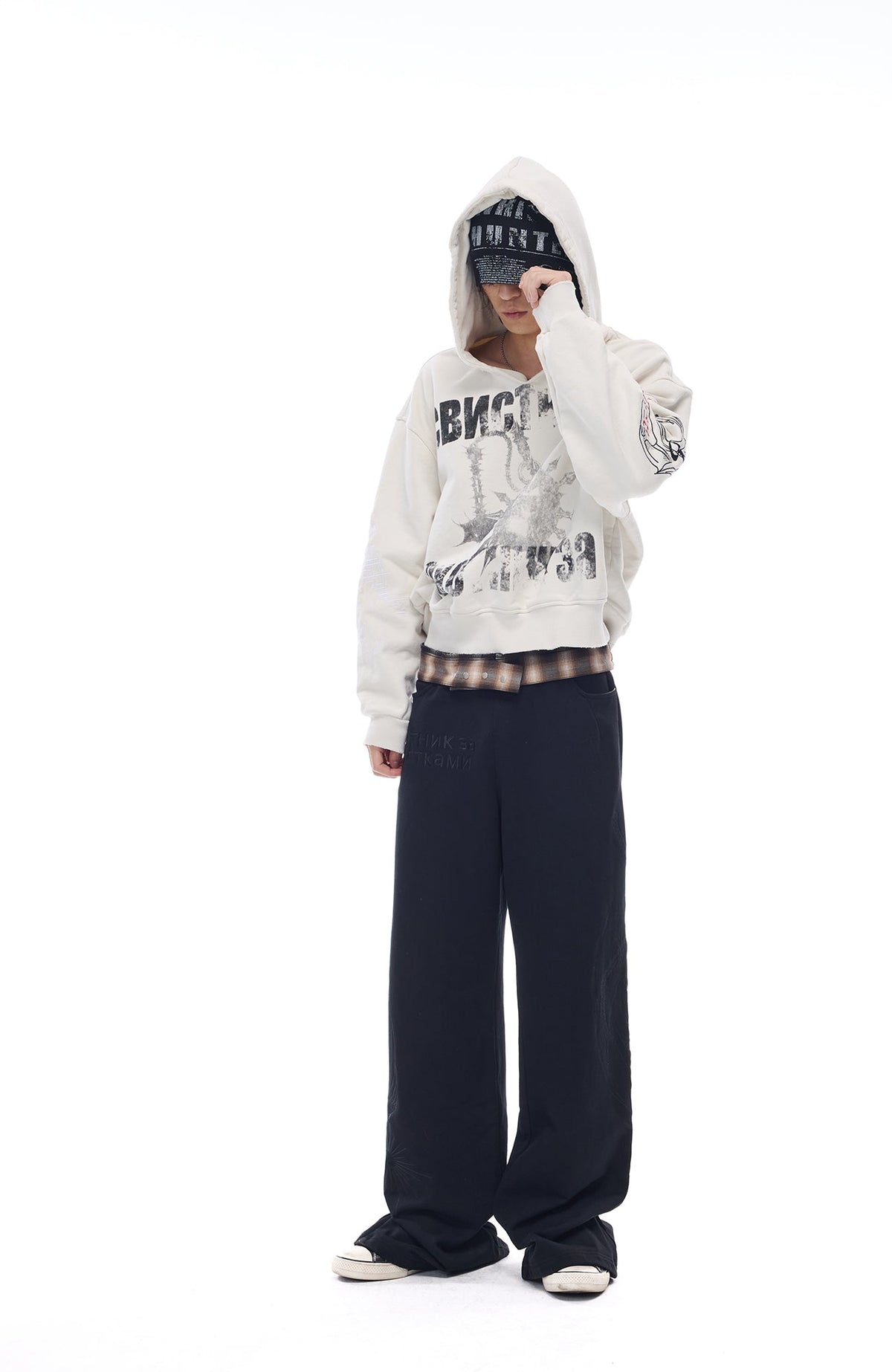 WHISTLEHUNTER Washed Graphic Embroidered Hoodie