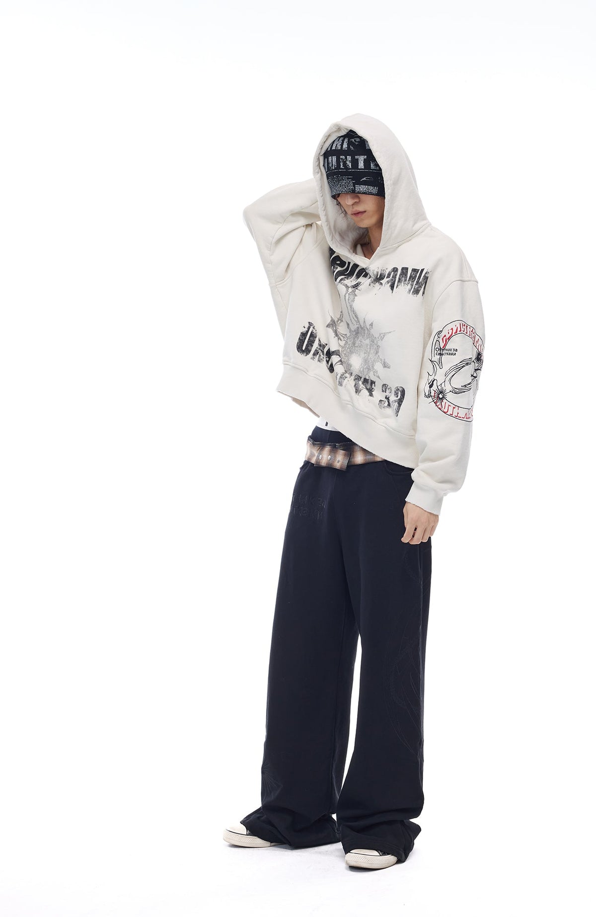 WHISTLEHUNTER Washed Graphic Embroidered Hoodie