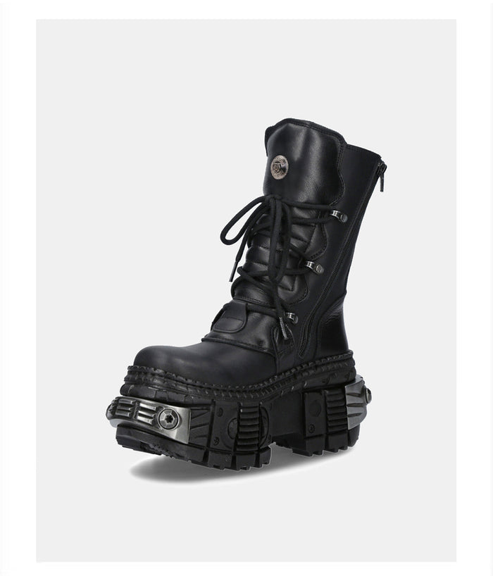 Multi belt gimmick design high-end black boots [ID:0362SH]