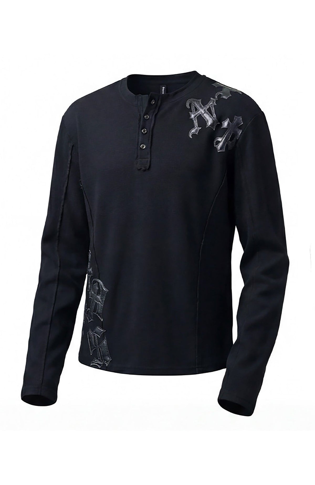 DND4DES Waffle-Knit Gothic Henley Long-Sleeve Tee