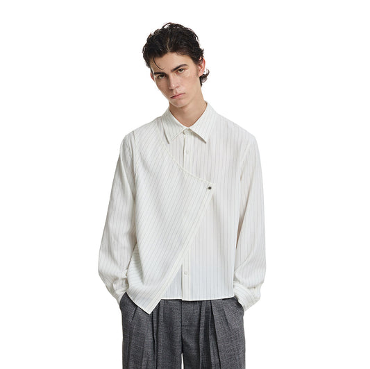 KREATE Asymmetric Layered Stripe Shirt
