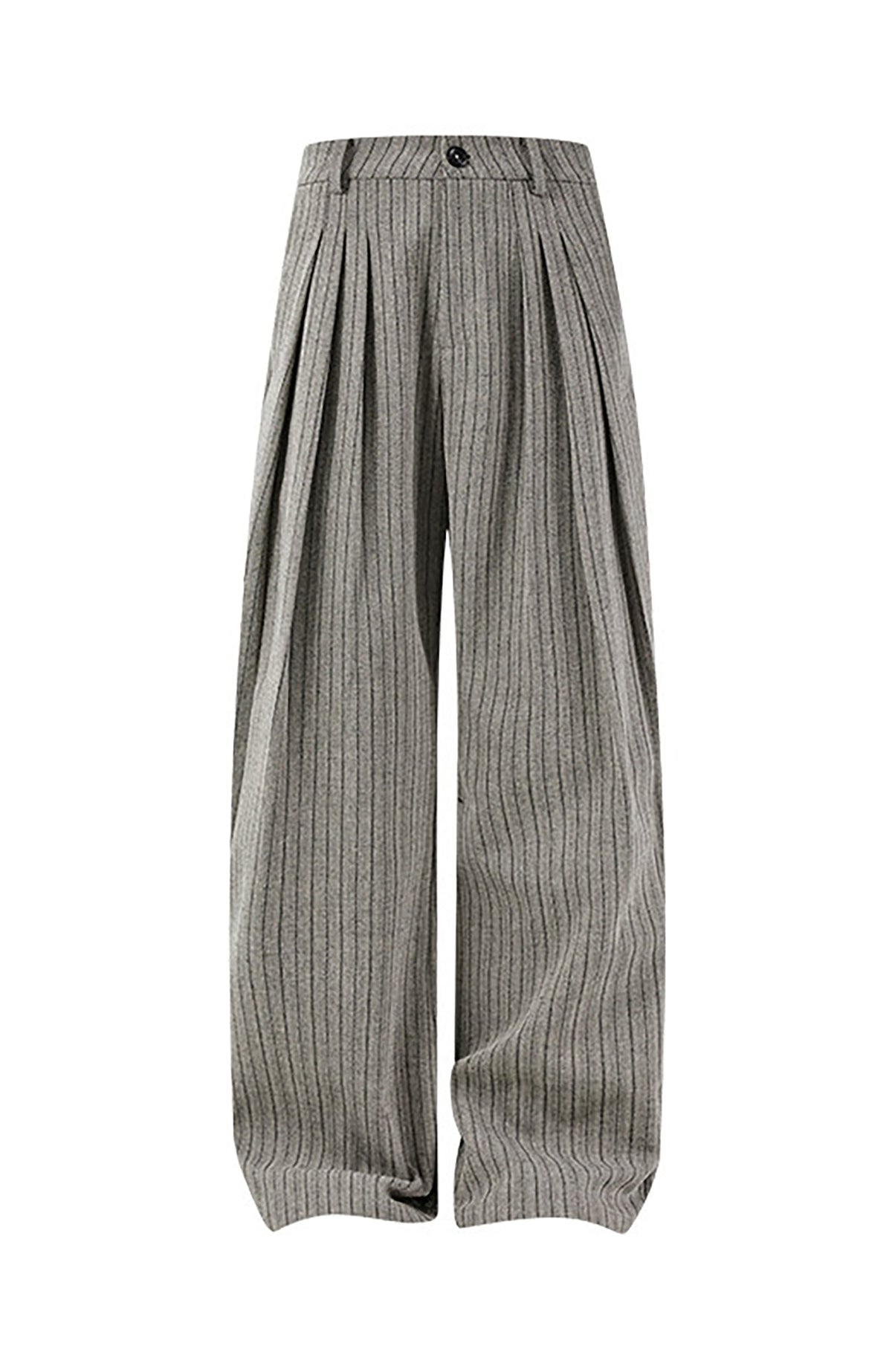 KREATE Pinstripe Pleated Draped Wide Trousers