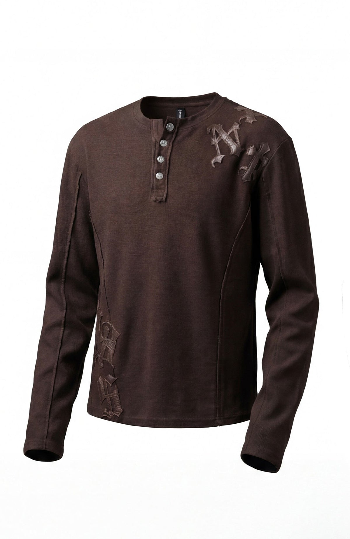 DND4DES Waffle-Knit Gothic Henley Long-Sleeve Tee