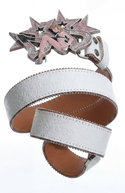 DND4DES Star Buckle Embossed Leather Belt