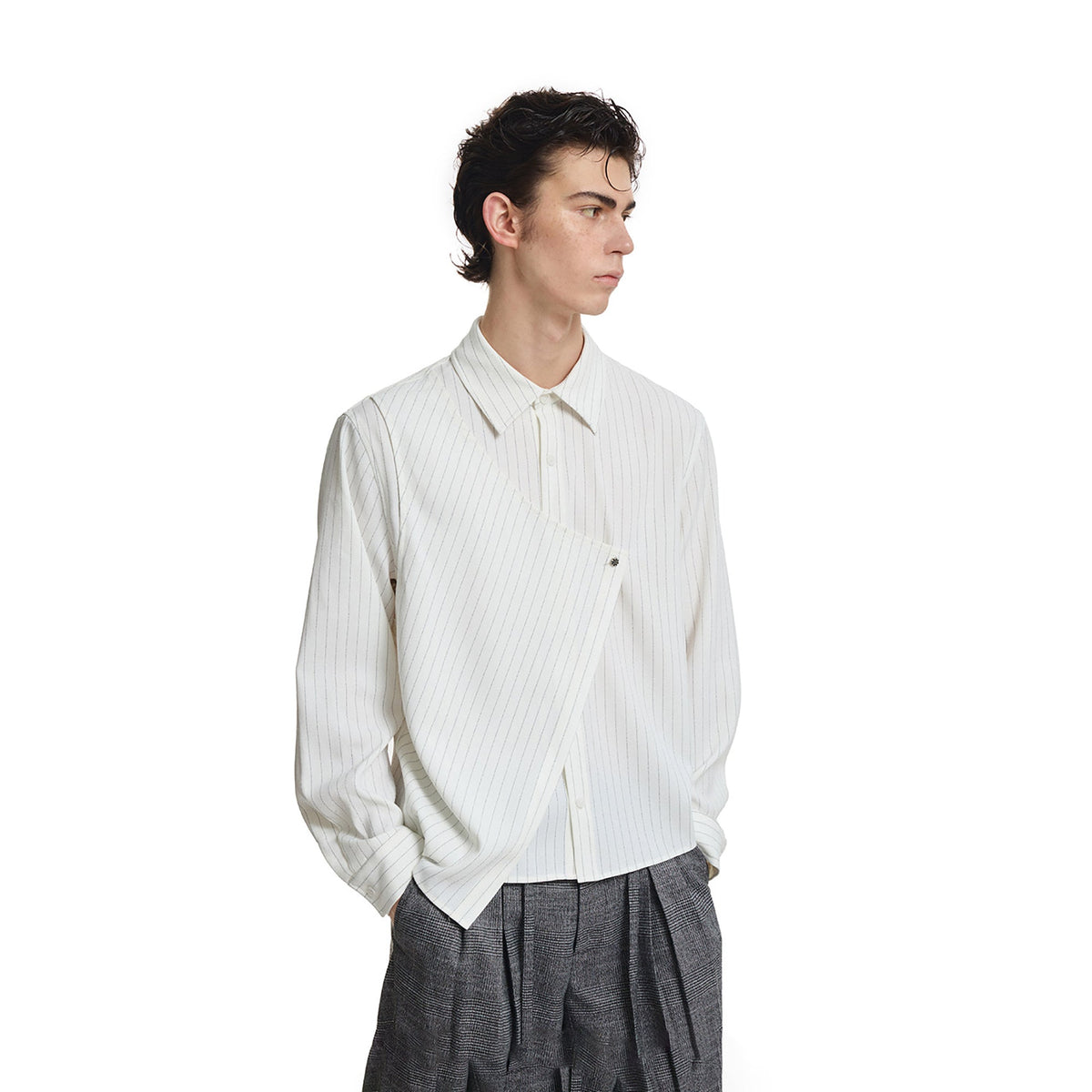 KREATE Asymmetric Layered Stripe Shirt