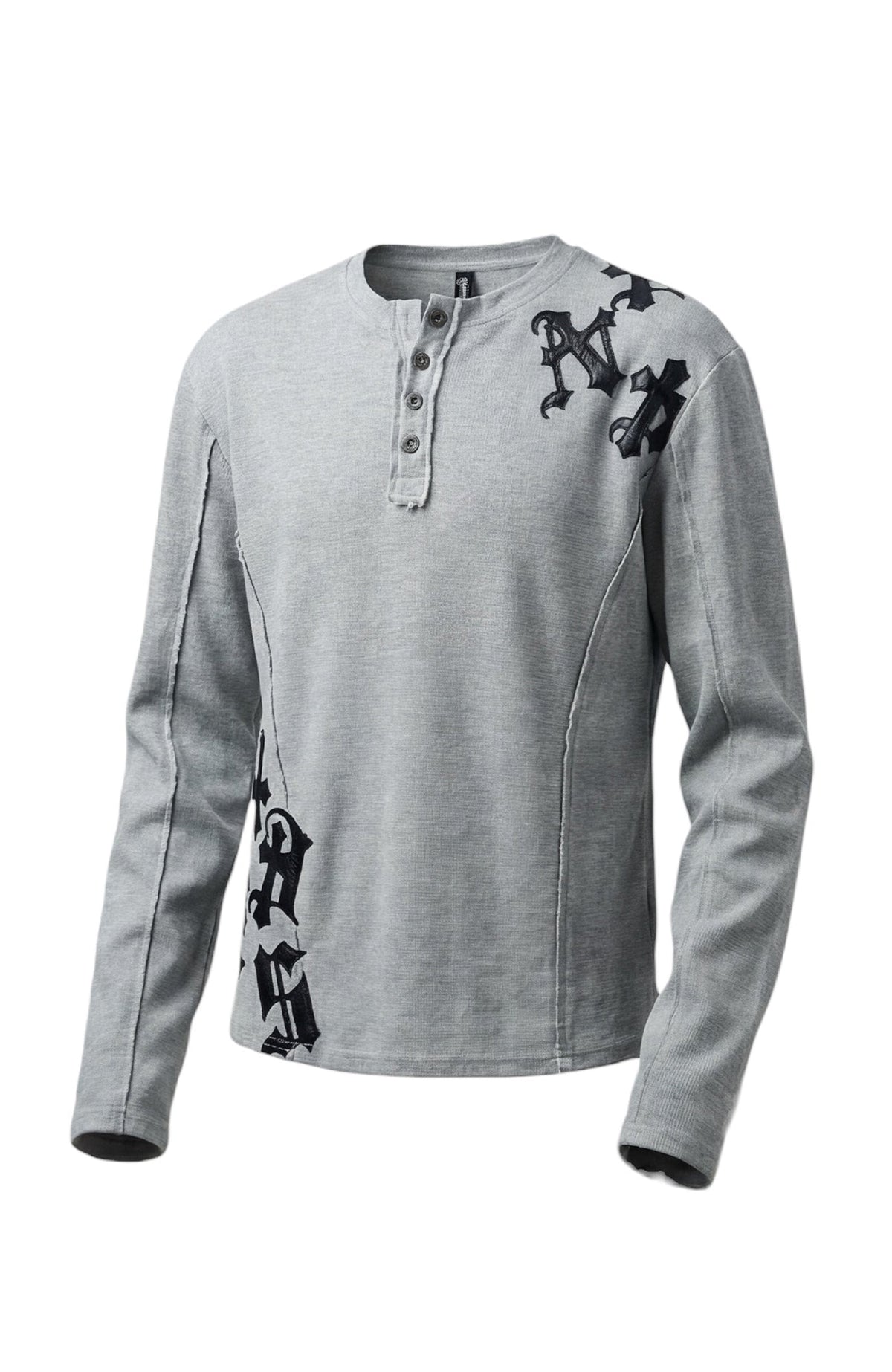 DND4DES Waffle-Knit Gothic Henley Long-Sleeve Tee