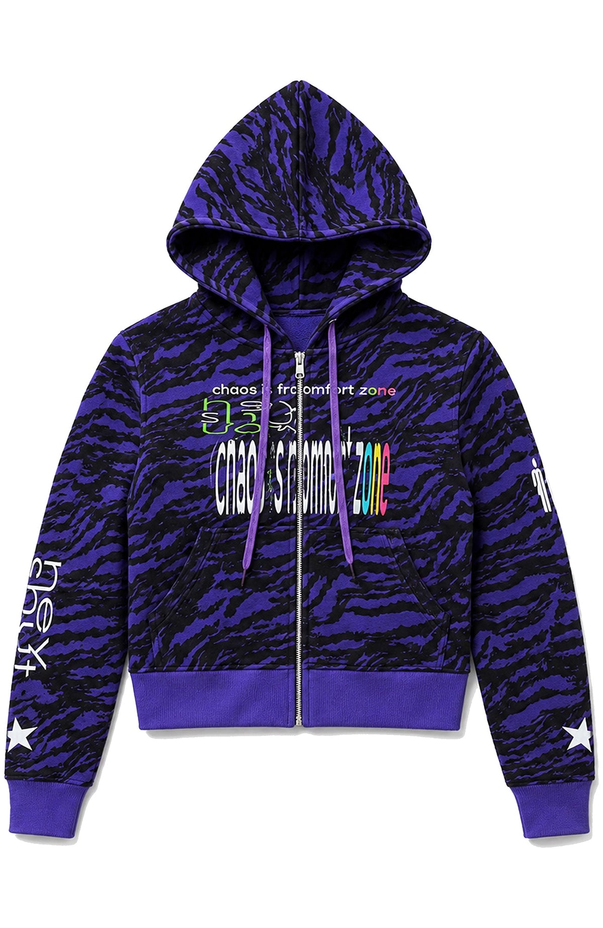 PAIKI Purple Tiger Graphic Zip-Up Hoodie