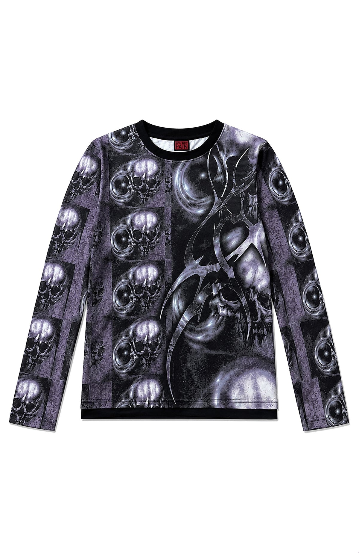 PAIKI Skull Graphic Slim Crewneck Long-Sleeve Tee