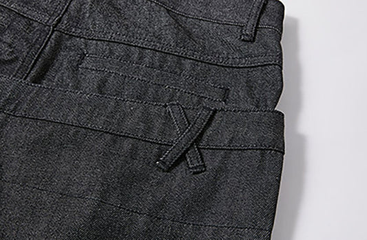 KREATE Double-Waistband Raw Denim Straight-Leg Jeans