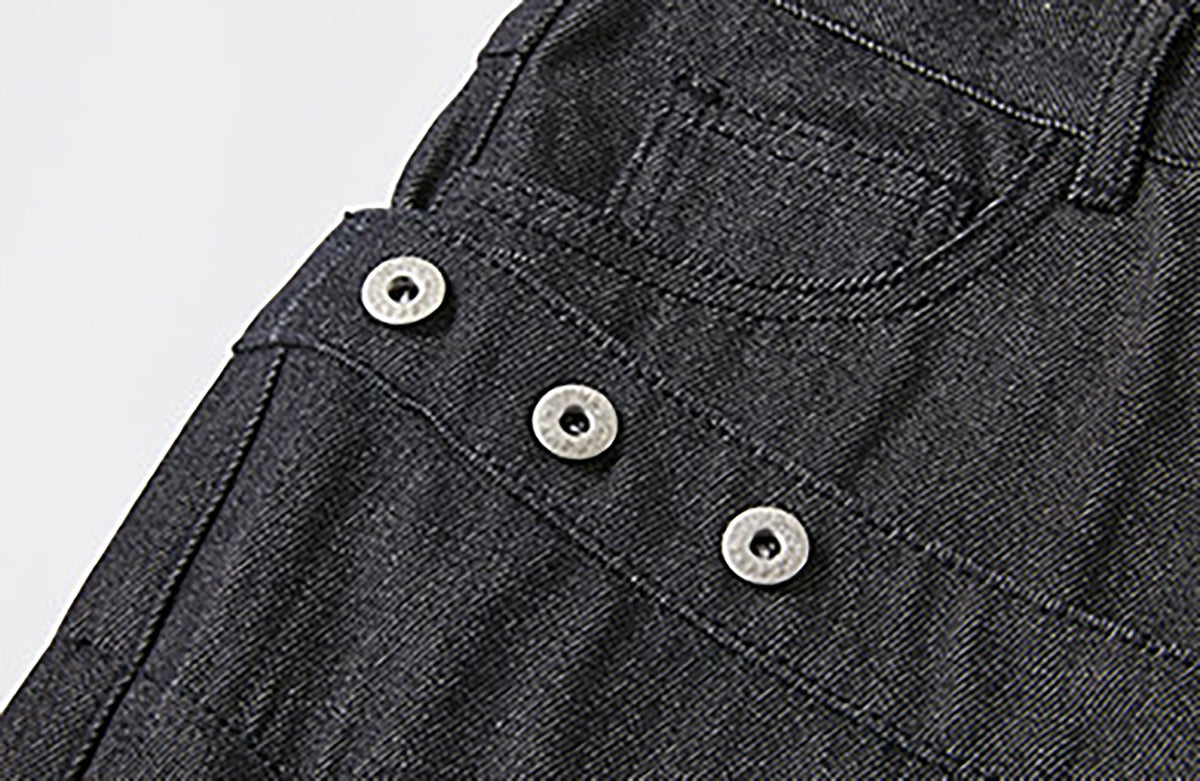 KREATE Double-Waistband Raw Denim Straight-Leg Jeans