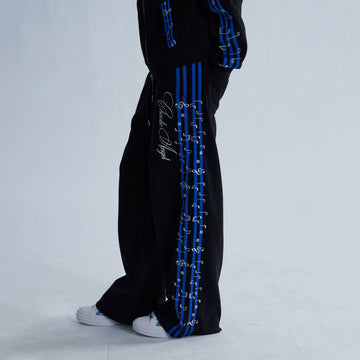 PAIKI Striped Double-Waistband Straight-Leg Sweatpants