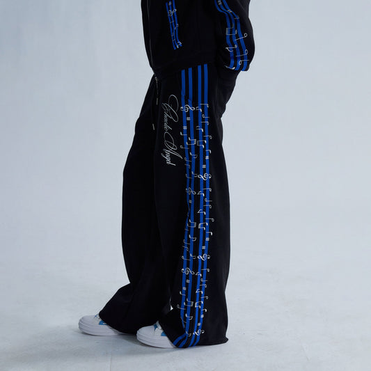 PAIKI Striped Double-Waistband Straight-Leg Sweatpants