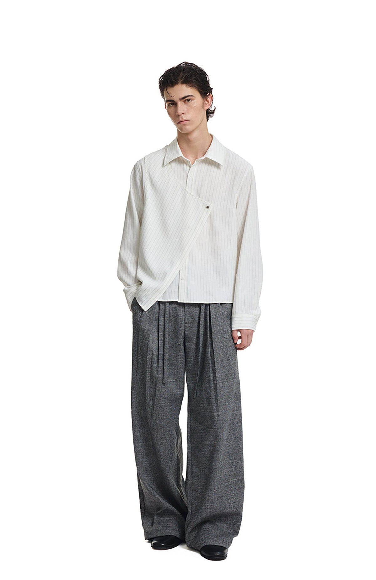 KREATE Asymmetric Layered Stripe Shirt