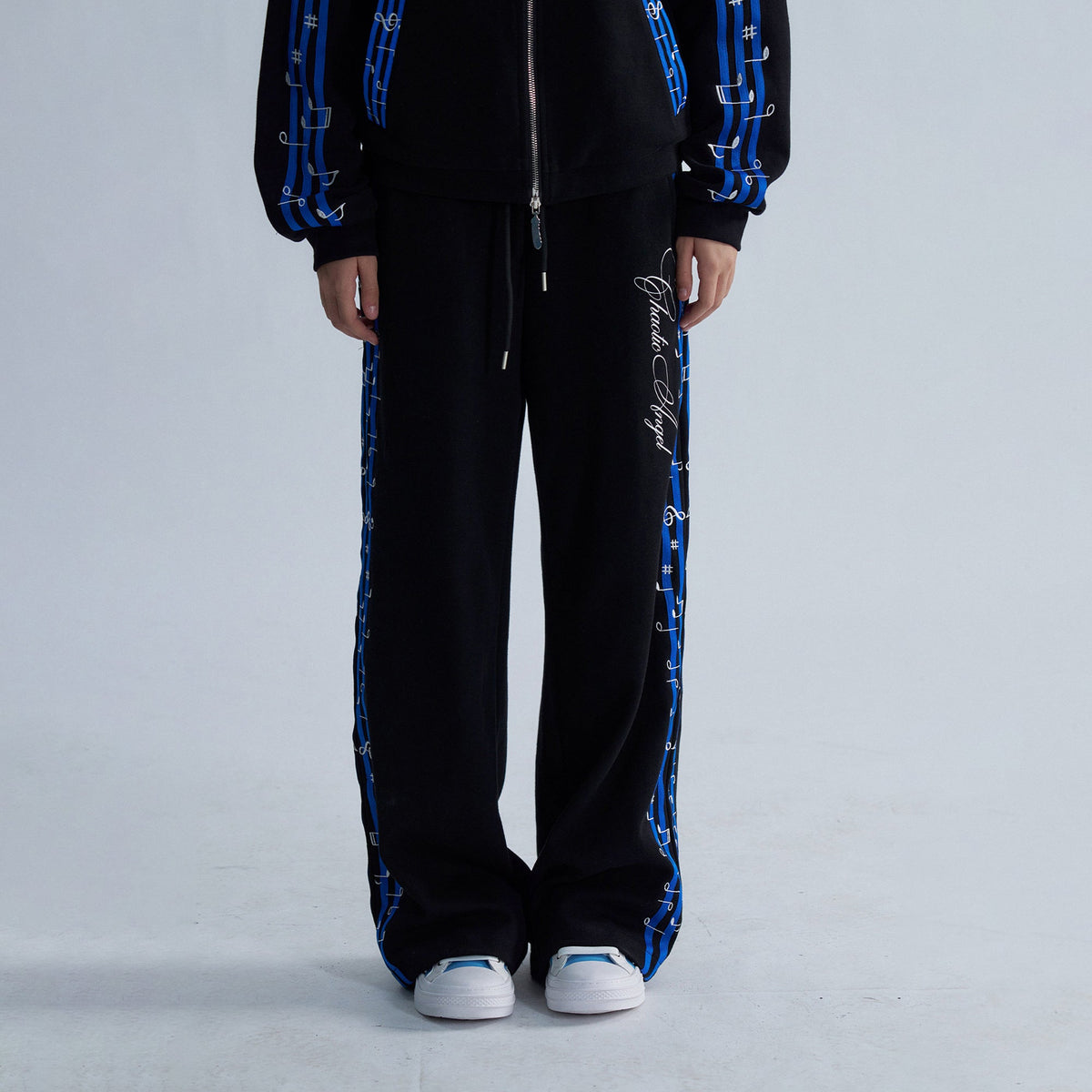 PAIKI Striped Double-Waistband Straight-Leg Sweatpants