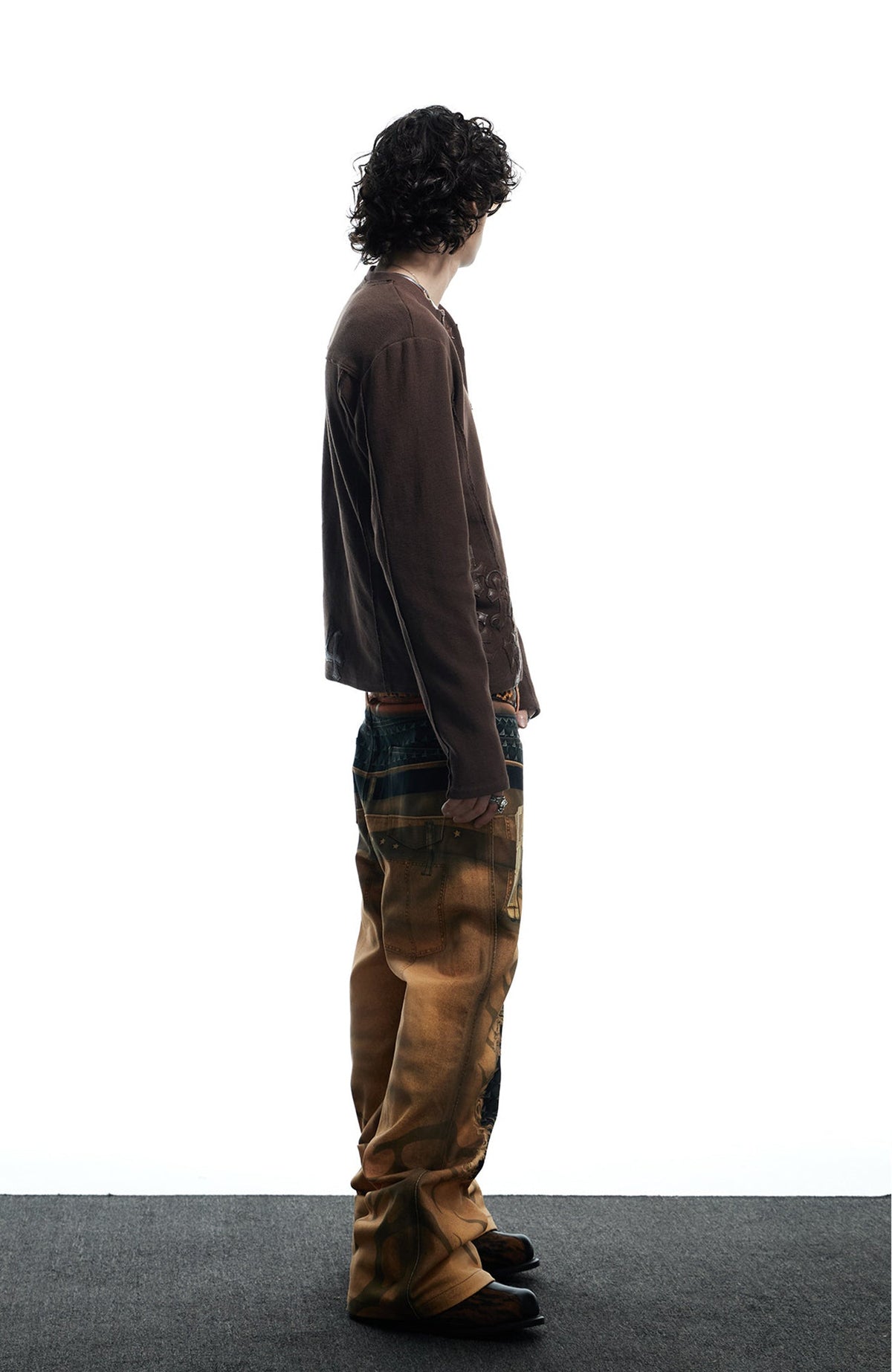 DND4DES Waffle-Knit Gothic Henley Long-Sleeve Tee