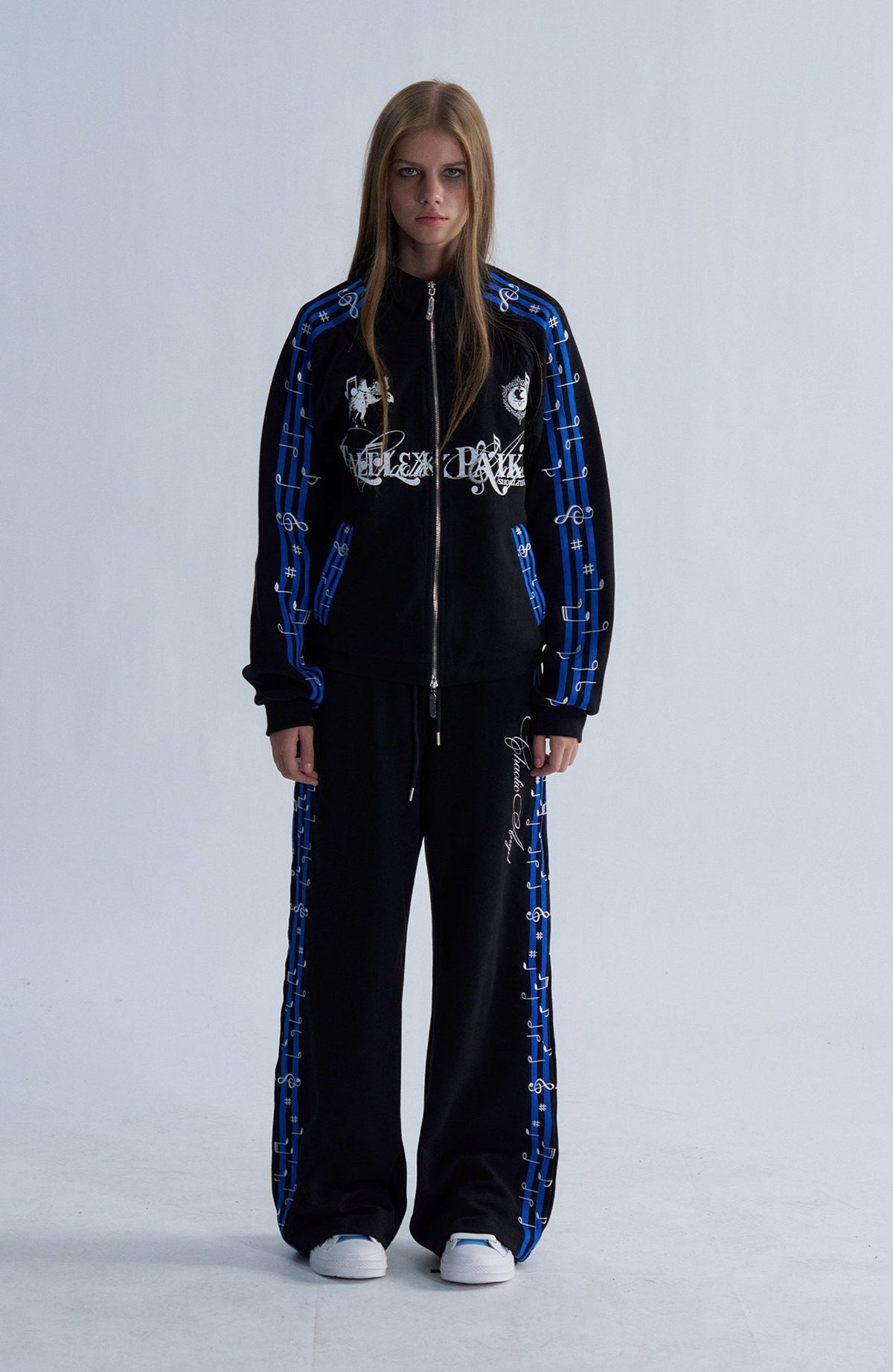 PAIKI Striped Double-Waistband Straight-Leg Sweatpants