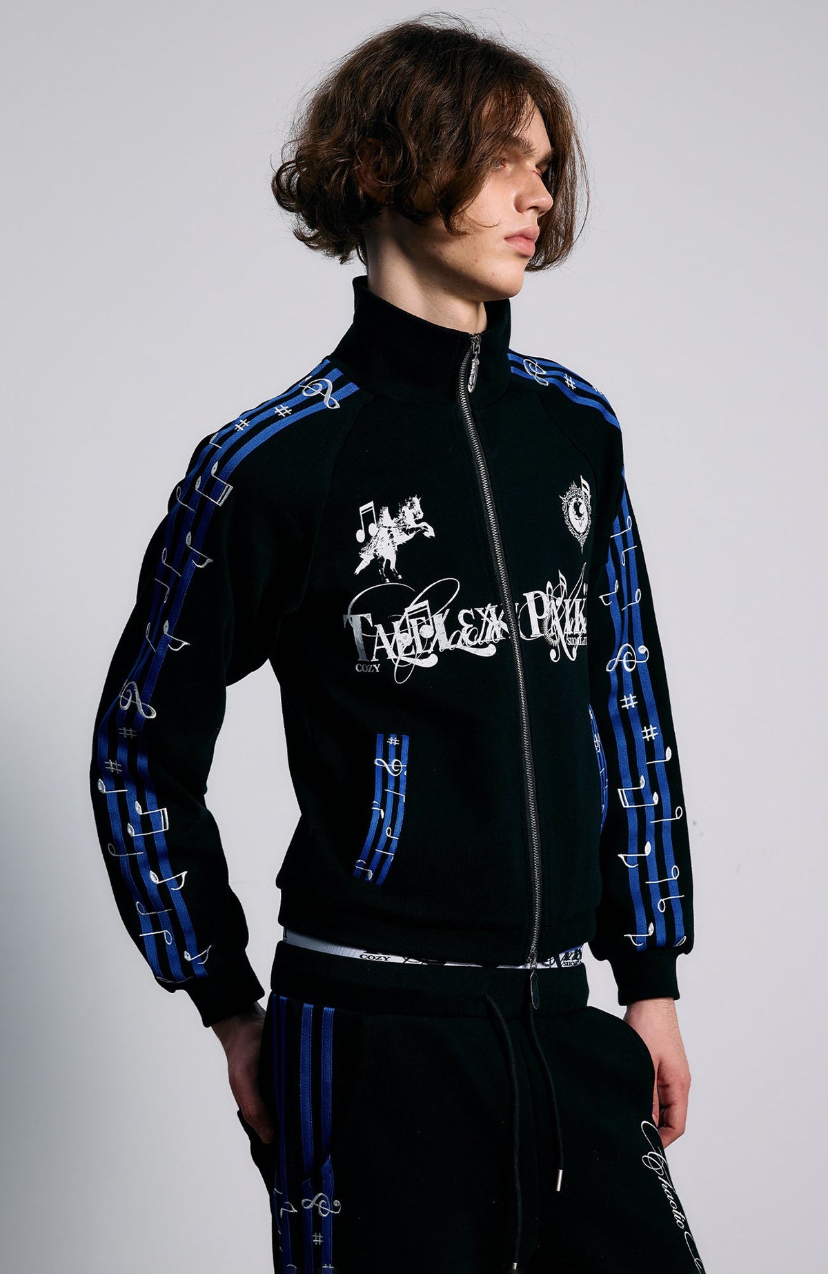 PAIKI Blues Track Embroidered Collar Jacket