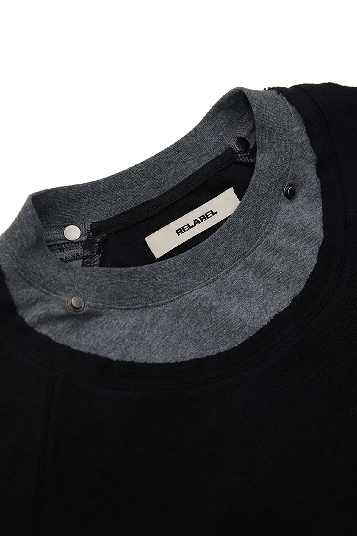 RELABEL Detachable Snood Hood Spliced Long-Sleeve Tee